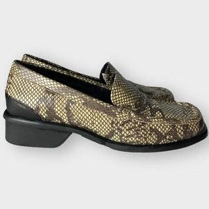 Kenneth Cole Reaction Size 6 Loria Lauren Leather Snake Print Square Toe Shoe